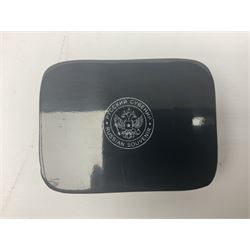 Two Mauchline ware boxes, comprising case modelled as a book depiciting The Ancient Entrance Gate, Stirling Castle, and lidded jar depicting Hythe Church, The Crypt, together with Russian lacquer box and other wood pot pourri bowl