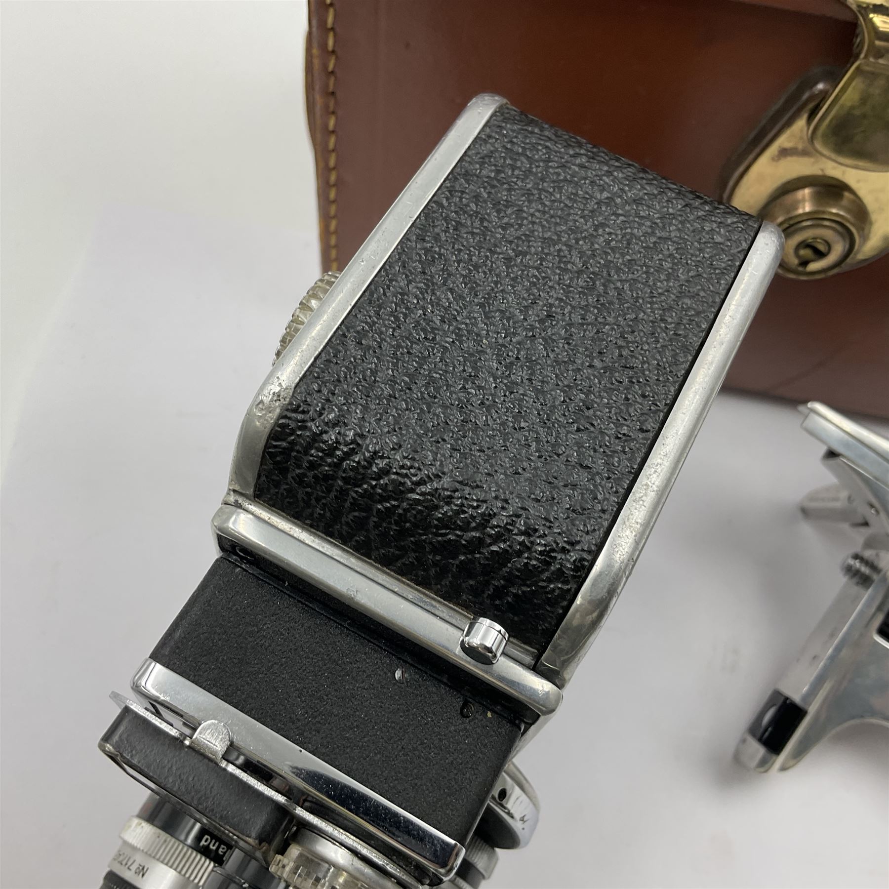 Paillard Bolex D8L STD 8mm cine camera body, serial no. 831223, with 'Paillard Switar 1:1.8 f=36mm AR' lens, serial no. 769123, Paillard Yvar 1:1.8 f=13mm AR' lens, serial no. 782154 and Paillard Pizard 1:1.9 f=5.5mm AR' lens, serial no. 717045, in leather carry case