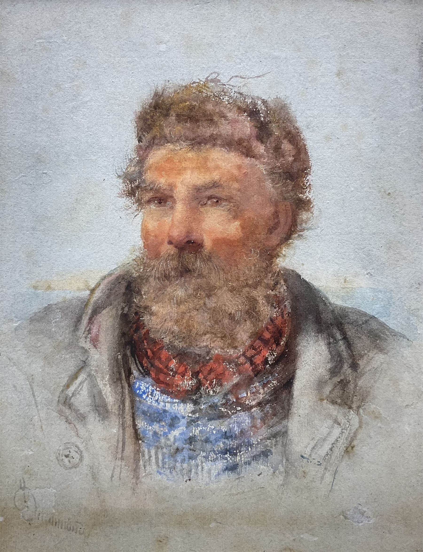 John Murray Drummond (Scottish 1802-1889): Portrait of a Fisherman, watercolour signed 27cm x 21cm