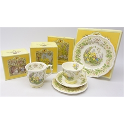  Royal Doulton Brambly Hedge Spring trio, tea plate and beaker, all boxed  