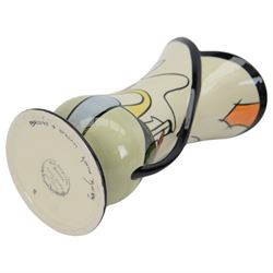 Lorna Bailey for Old Ellgreave Pottery twin handled vase and teapot, decorated in the ‘Bridge and Stream’ pattern, together with a vase and jug, decorated in the ‘House and Path’ pattern, tallest H21.5cm (4)