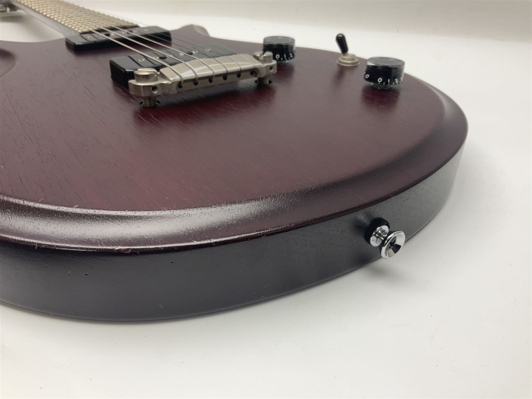 British hand-made mahogany electric guitar by 'JJ' luthier Dan Macpherson c2012 L95cm; in FX lightweight carrying case