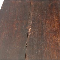 19th century oak cupboard cabinet, the moulded rectangular top above a deeply carved front carved with frieze of lunettes above a central panelled cupboard door with lozenge and foliate carving, flanked by vertical carved panels, upon turned legs with boarded lower shelf