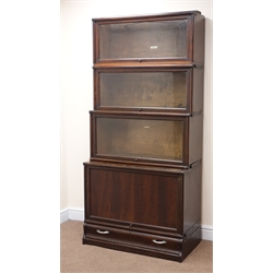  Globe Wernicke bookcase, three glazed and one up and over compartments above single drawer, W87cm, H186cm, D48cm  