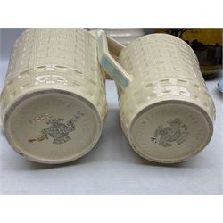 Royal Doulton wide rimmed jardinière, together with two Royal Doulton jugs, Arthur Wood jugs etc