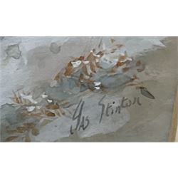 James Stinton (British 1870-1961): Pheasants and Grouse in Winter Landscapes, pair watercolours heightened in white signed 28cm x 16.5cm (2)