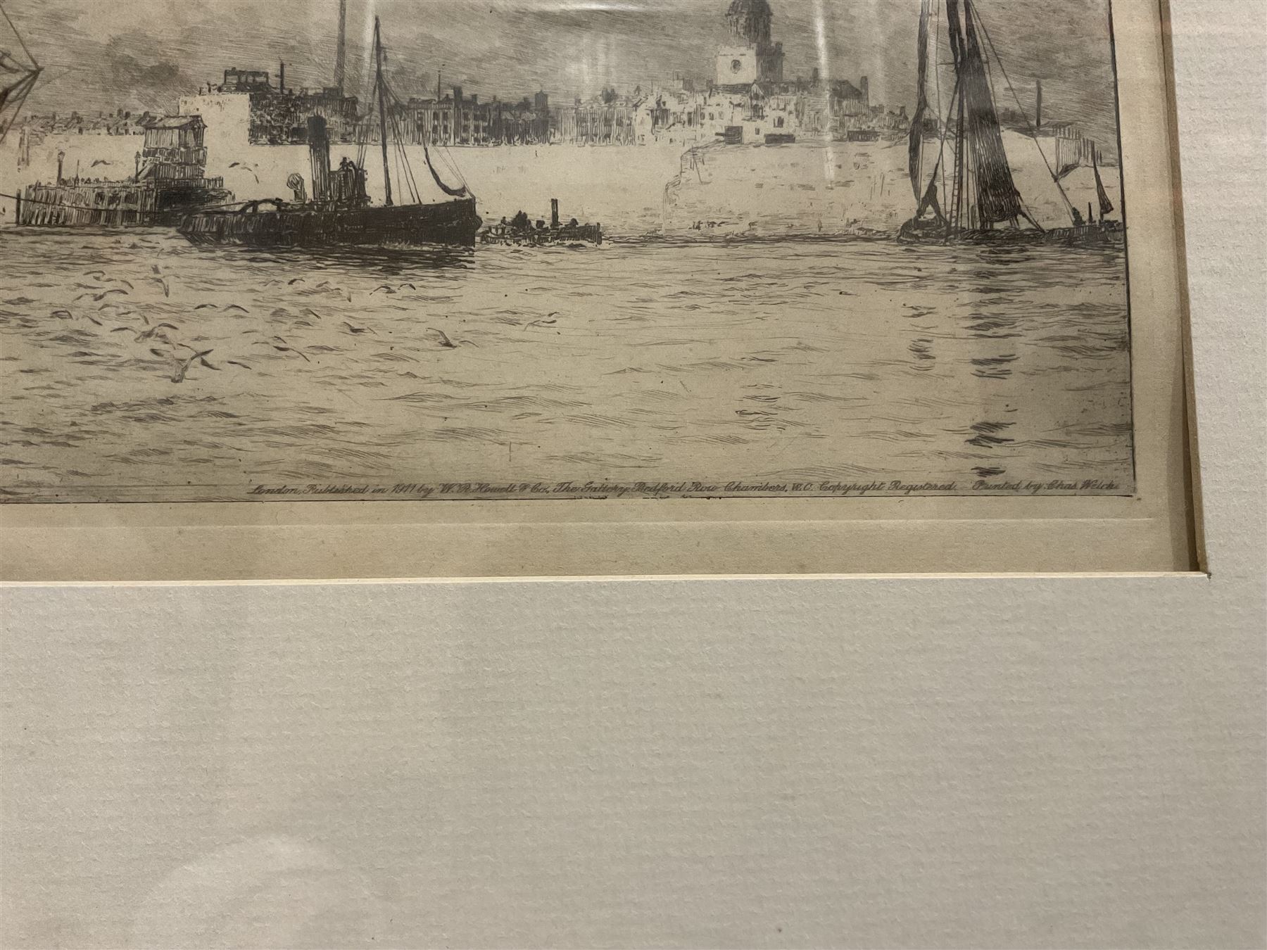 William Lionel Wyllie (British 1851-1931) 'Hot Walls - Portsmouth', etching signed in pencil pub.1911, 20cm x 51cm