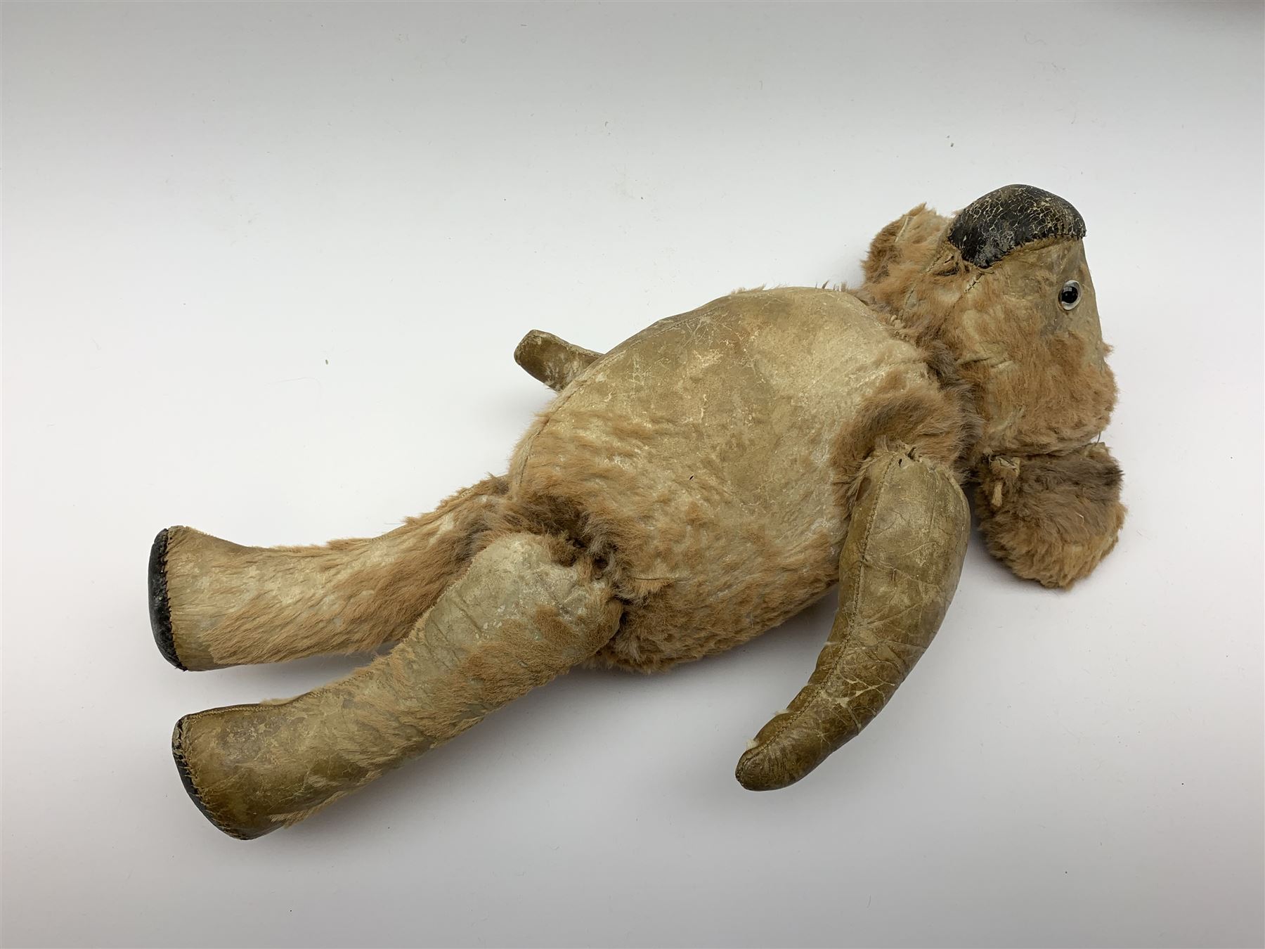 Three 1950s animals comprising unusual hide koala bear with traces of original fur, swivel jointed head, glass eyes and jointed limbs H16