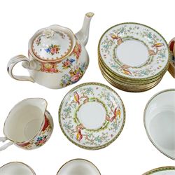 Collection of tea service ceramics, to include Wedgewood Jasperware teapot, milk jug and sugar bowl, together with Royal Albert Lady Carlyle teapot and a large collection of Royal Sutherland and Adderley's teacups and saucers