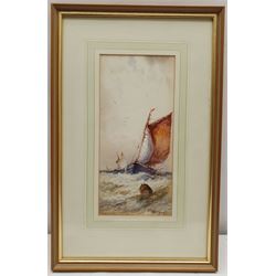 William Stewart (British 1823-1906): Ship at Sea, watercolour signed 24cm x 11cm