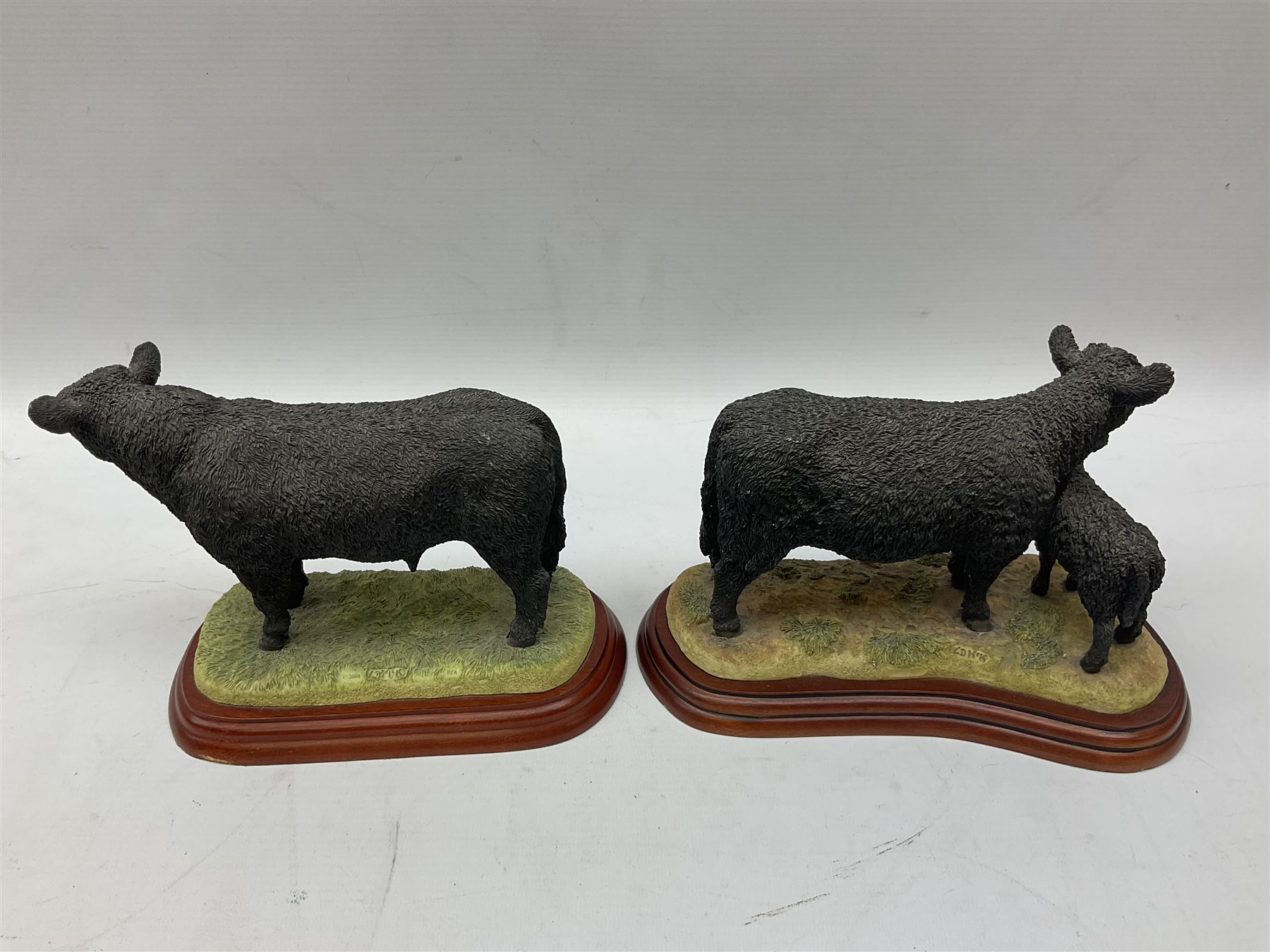 Border Fine Arts figures, to include Galloway Bull, A2692, Galloway Cow & Calf, A3790, Well Warmed, A1454, Found Safe, A0602 etc (7) 