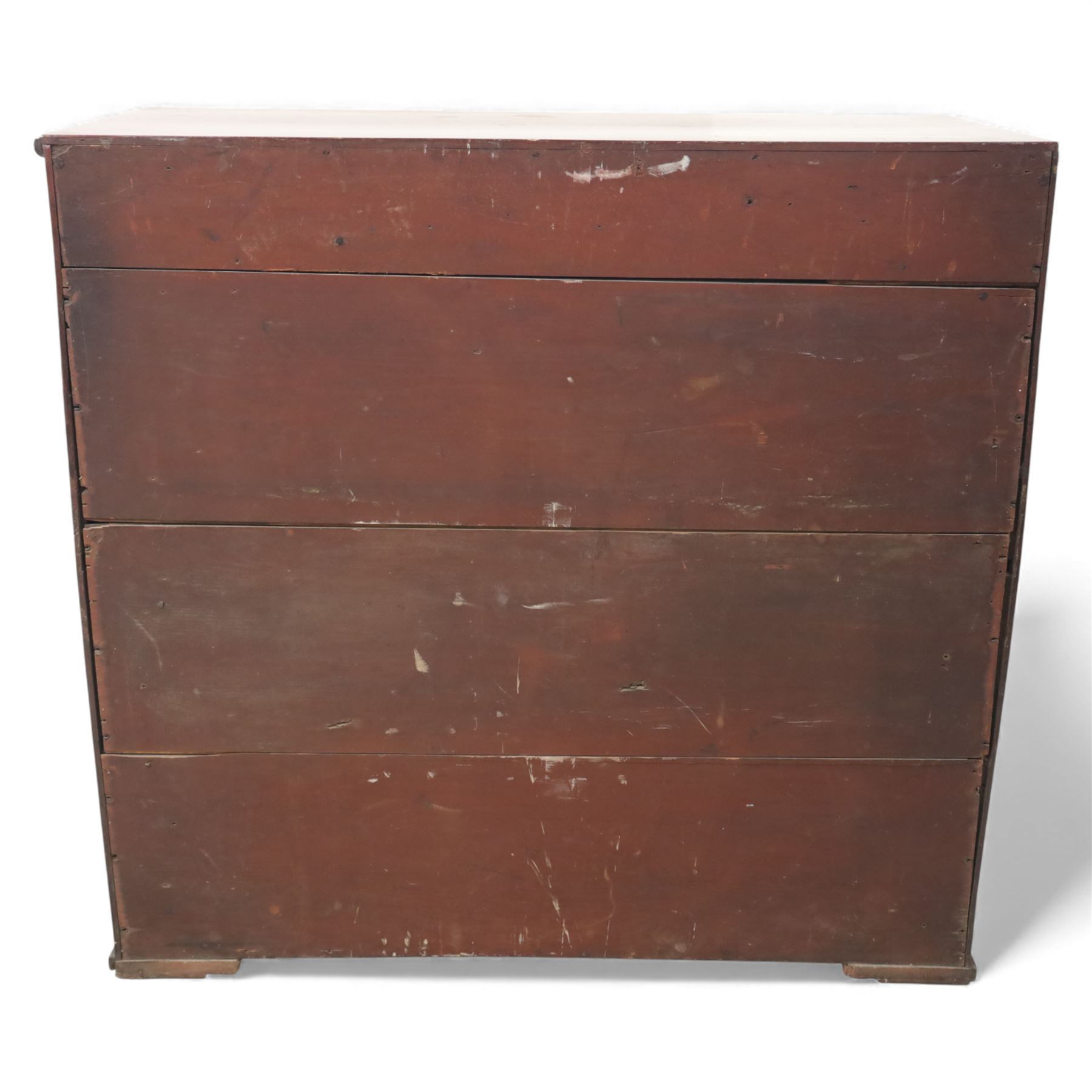 19th century mahogany chest, fitted with two short over three long cock-beaded drawers, turned wooden handles