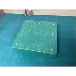 John Jaques and Son ‘Devil Among the Tailors’ wooden vintage skittles game, missing pole and ball, with instruction manual and original box; and a Corinthian Bagatelle board with marbles and push stick 