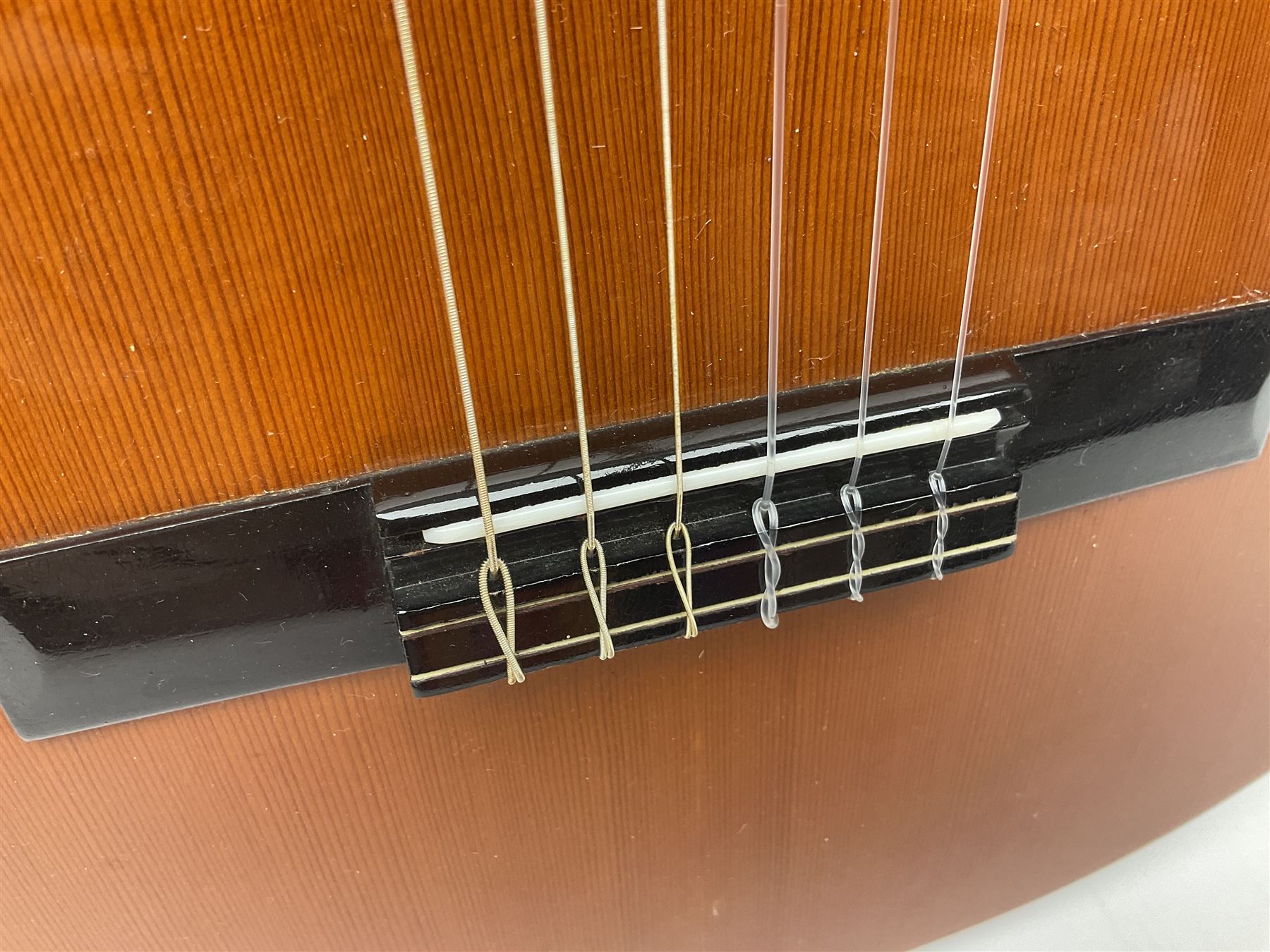 Harmony Model H6360 acoustic guitar in mahogany with spruce top, L103cm overall; and 1970s B&M (Barnes & Mullins) Concert Grande acoustic guitar, L101.5cm overall; each in hard carrying case (2)