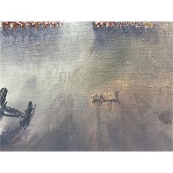 John Bampfield (British 1947-): The Charge of the Light Brigade, oil on canvas signed, 51cm x 76cm (unframed)