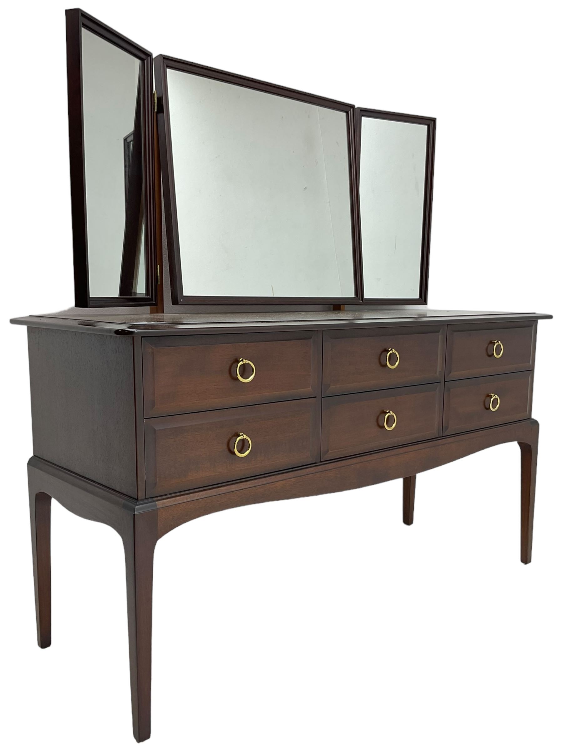 Stag Minstrel - triple mirror back dressing table, fitted with six drawers
