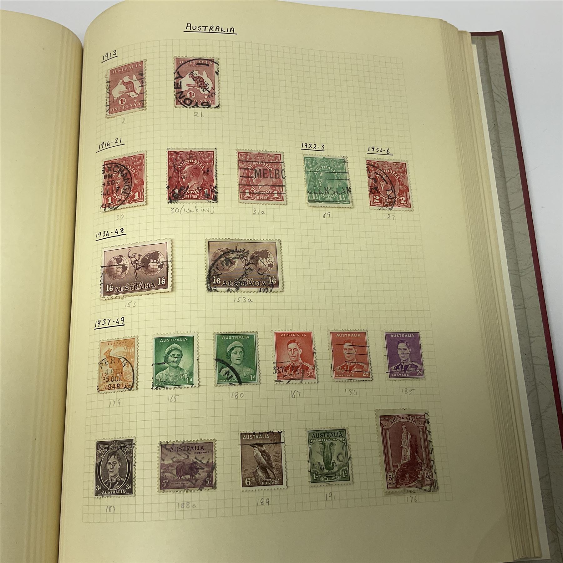 Queen Victoria and later Great British and World stamps, including imperf penny reds, perf penny reds, 1873-80 three pence stamps, 1883-84 two shillings and sixpence, various fiscal and revenue stamps, King George VI ten shilling dark blue used block of four, Aden, Antigua, Australia, Bahamas, Barbados, Basutoland, Bermuda, British Guiana, British Honduras, British Solomon Islands, Burma, Ceylon, Falkland Islands, Heligoland etc