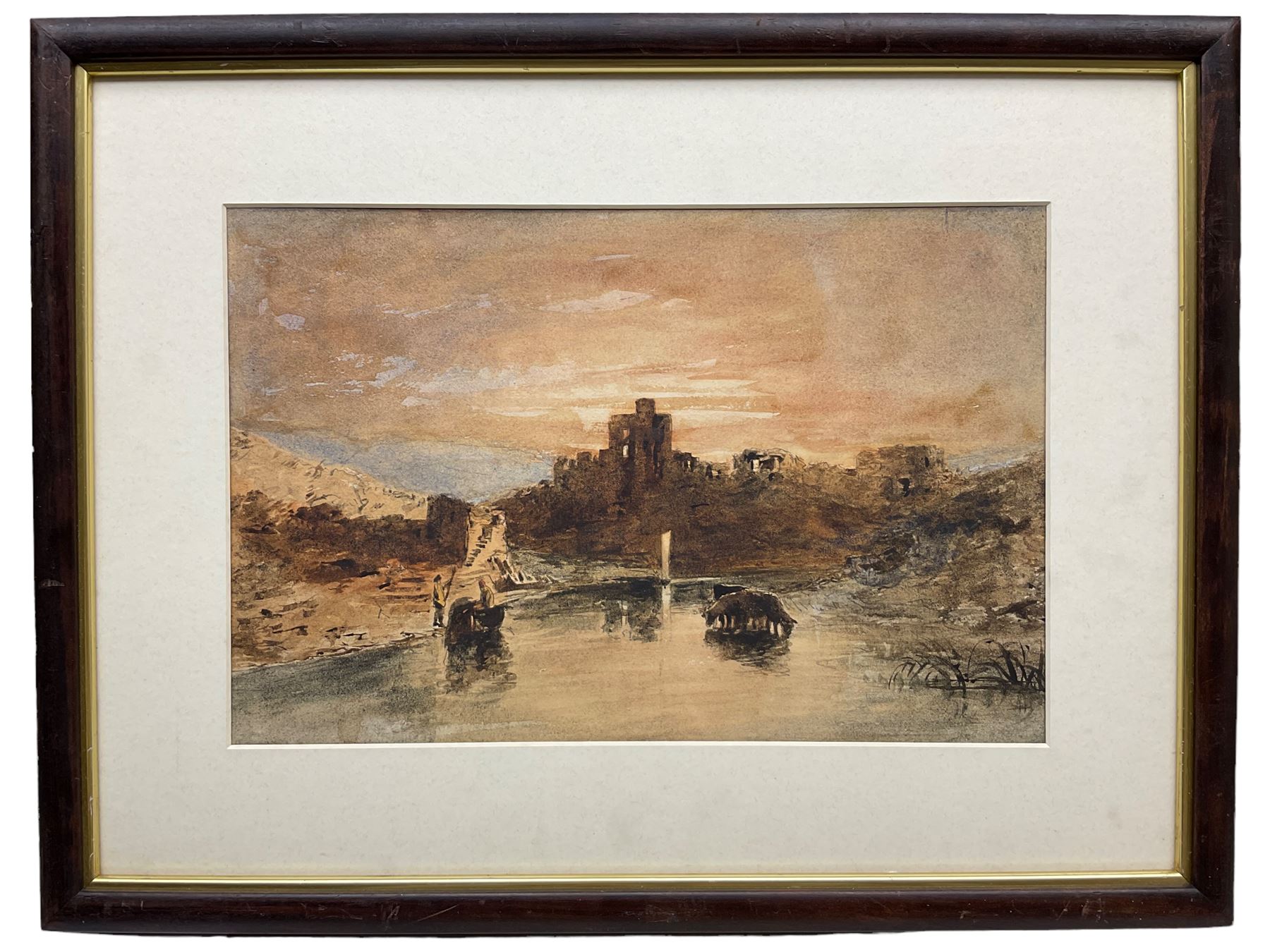 After Joseph Mallord William Turner (British 1775-1851): 'Norham Castle at Sunset', watercolour unsigned 23cm x 35cm