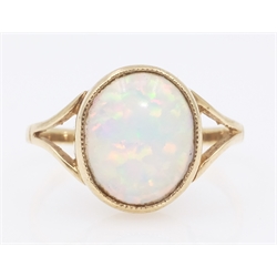  Gold rim set opal ring hallmarked 9ct  