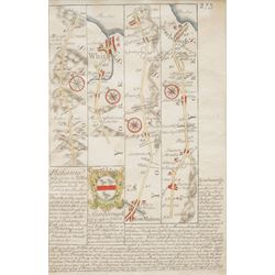 Thomas Kitchin (British 1719-1784): 'An Accurate Map of Yorkshire' and 'The North Riding of Yorkshire', two 18th century engraved maps with hand-colouring, together with an Owen & Bowen strip map of Pickering to Scarborough max 19cm x 24cm (3)