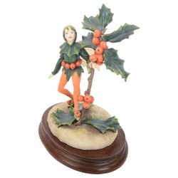 Nine Border Fine Arts Fairies figures, to include Jasmine fairy B0415, The White Bindweed Fairy CF26, Holly Fairy B0417,Wild Cherry Fairy CF25, Strawberry Fairy B0115, The Wind-Flower Fairy B0847, and Narcissus Flower Fairy CF24