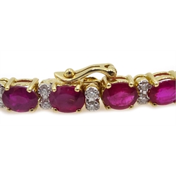  18ct gold ruby a diamond line bracelet, stamped 750, rubies approx 13.3 carat  