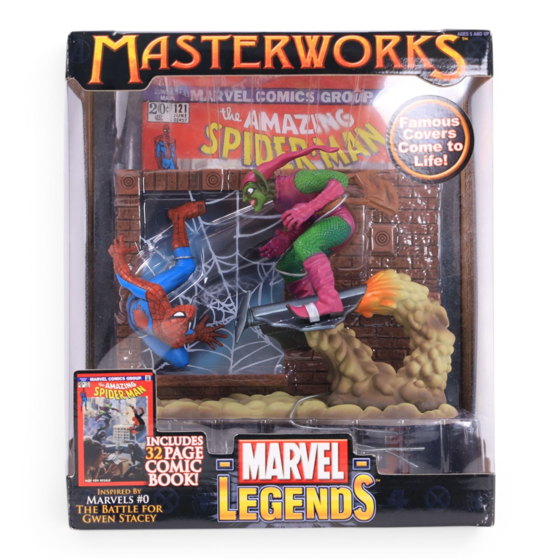 Marvel figures and models, comprising Gentle Giant Thor Collectible Mini Bust, Toy Biz Masterworks Marvel Legends 'The Battle For Gwen Stacey' model, Toy Biz 12 inch Collectors Edition Daredevil figurine, three Galoob Titanium Series Marvel Heroes figures, Funko Iron Man Bobble Head and a Museum Replicas Iron Man 2 Tony Stark's Heart Replica, all boxed