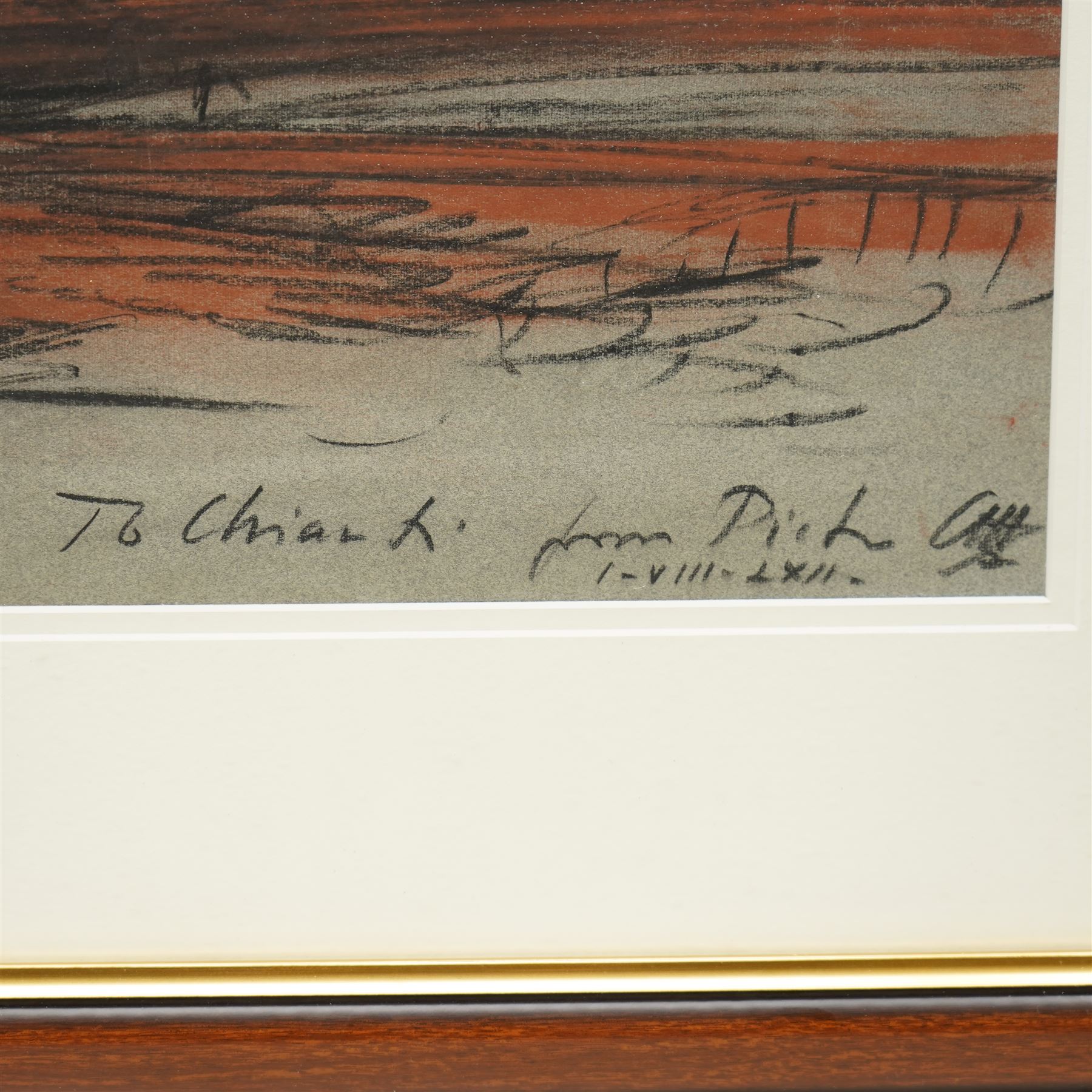 Pietro Annigoni OMRI (Italian 1910-1988): Landscape, charcoal and red chalk signed and inscribed 30cm x 44cm