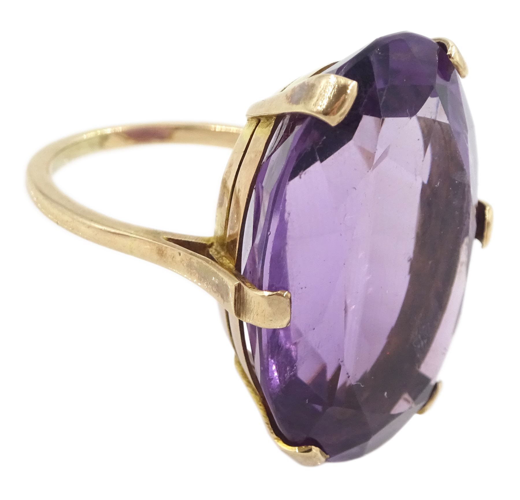 10ct rose gold single stone oval cut amethyst ring, amethyst approx 25.45 carat