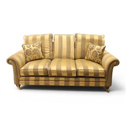 Alstons - 'Ixworth' three seat sofa, upholstered in striped fabric, with loose seat cushio...