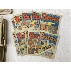 Large collection of assorted comics 1976 - 1984 including Whizzer & Chips, Warlord, Topper, Beezer, Nutty, Victor, Buster and Jackpot etc; contained in two boxes