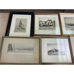 Collection of etchings, artists including Frank Short, Malcolm Osbourne, Anne Hayward (wood engravings), Leonard Russell Squirrell, Grainger Smith, Thomas Riley, Simon Bull, Douglas Ian Smart, Rembrandt (restrike), Kenneth Holmes, William Walcot, Henry Rushbury, etc (16)