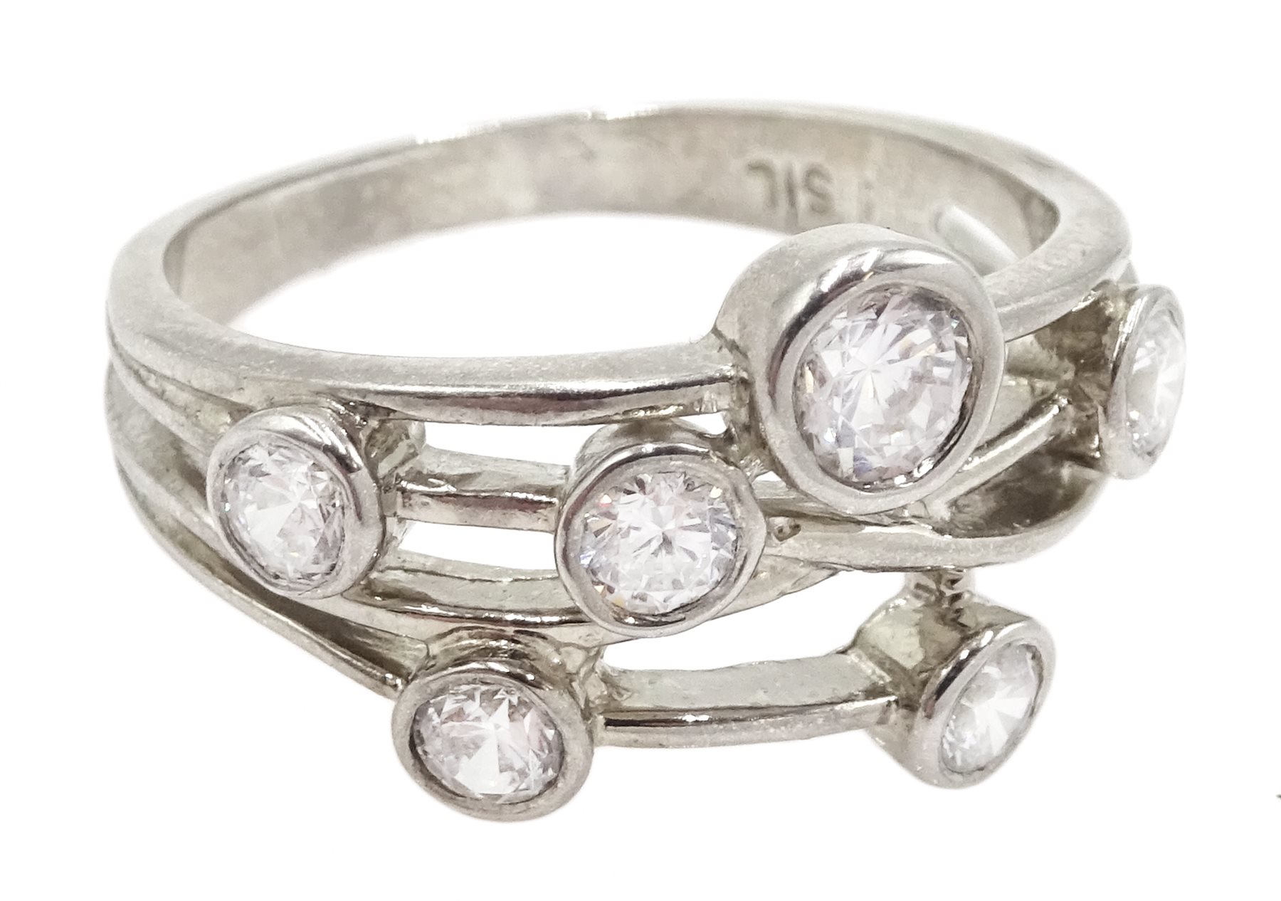 Silver multi cubic zirconia set ring 