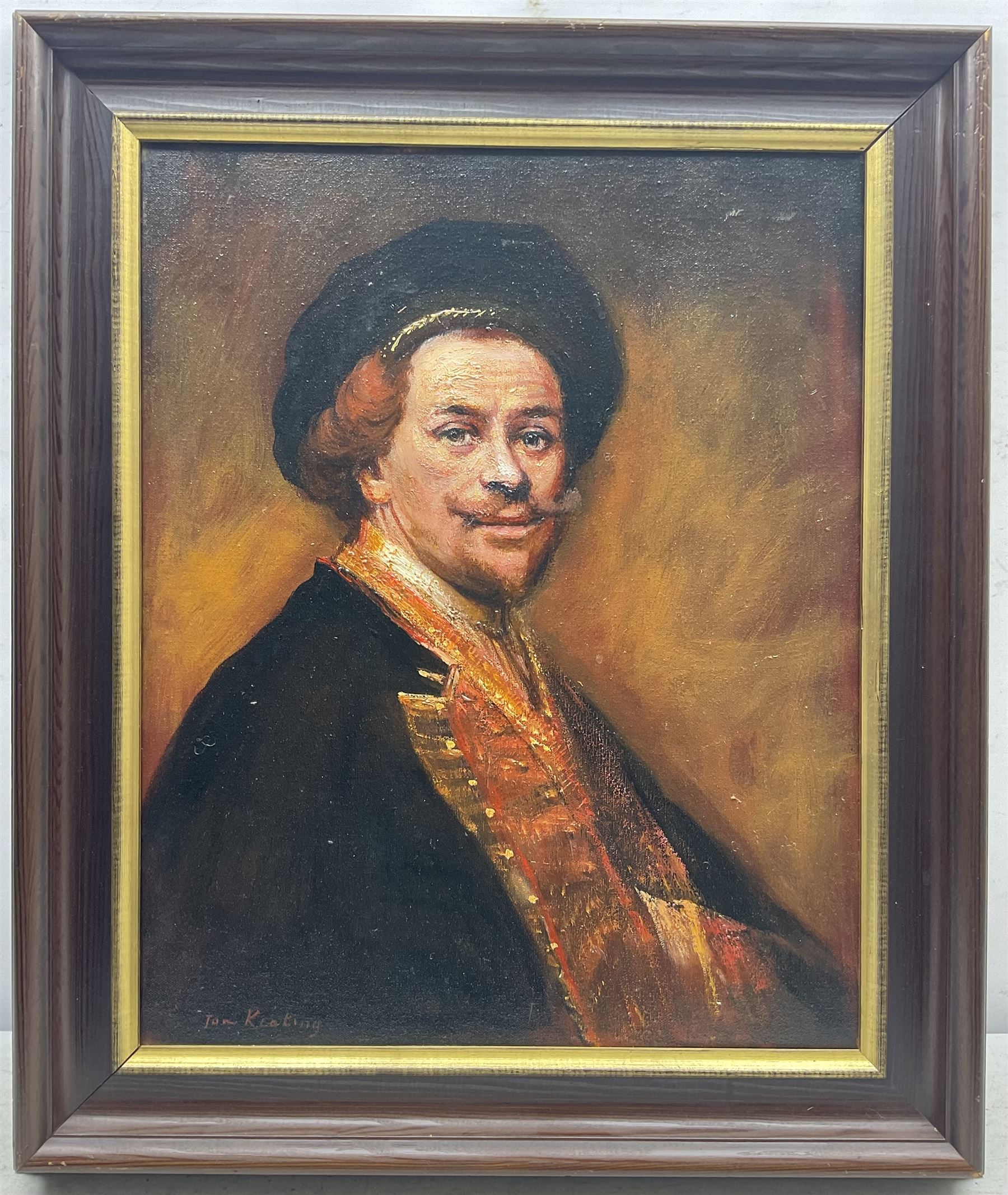 Tom Keating (British 1917-1984): Self Portrait as Rembrandt, oil on canvas signed 49cm x 39cm