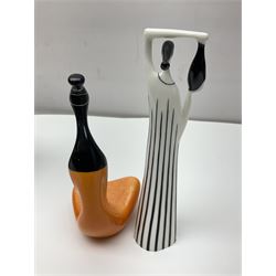 Dennis China Works vase with fluted rim together with three Cmielow figures and Beswick Silhouette vase of Girl with the Pearl earring, Beswick vase H22cm 