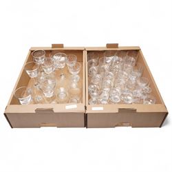 Collection of glass tumblers engraved with the names of various racehorses and other glass...