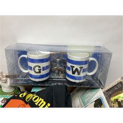 Wallace and Gromit and Shaun the Sheep collectables, including alarm clocks, plates, cafetiere, soft toys, etc, in two boxes