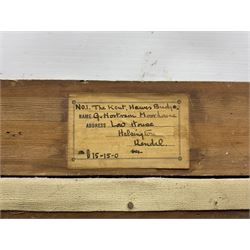 George Mortram Moorhouse (British 1882-1960): Huntsman and Hounds at 'The Kent - Hawes Bridge' Yorkshire Dales, oil on canvas signed and dated 1938, original title label with artist's Helsington, Kendal address verso 50cm x 60cm 
Notes: Moorhouse, often misspelled George Mottram Moorhouse, was a pupil of Sir William Orpen, Sir Frank Brangwyn, and Augustus John.