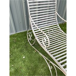 Metal curved garden lounger - washed grey finish - THIS LOT IS TO BE COLLECTED BY APPOINTMENT FROM DUGGLEBY STORAGE, GREAT HILL, EASTFIELD, SCARBOROUGH, YO11 3TX