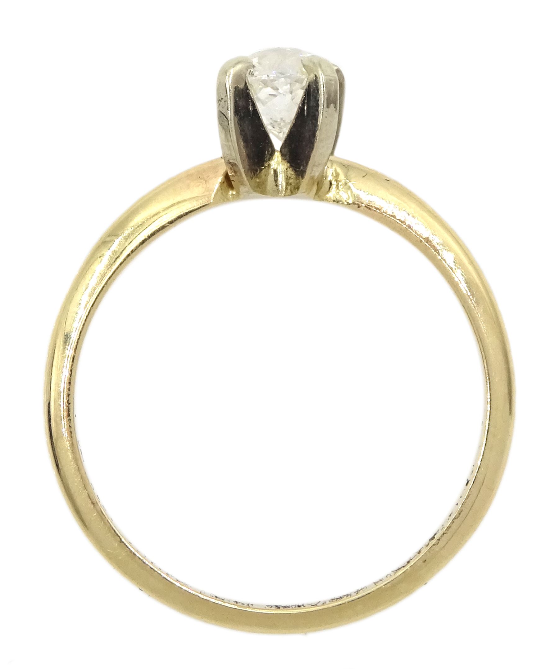 Gold single stone 'Crown of Light' diamond ring by Diamonds International, stamped 14K, diamond approx 0.50 carat