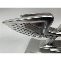 Modern large Bentley aluminium car mascot as a double winged letter B on stepped base L20cm