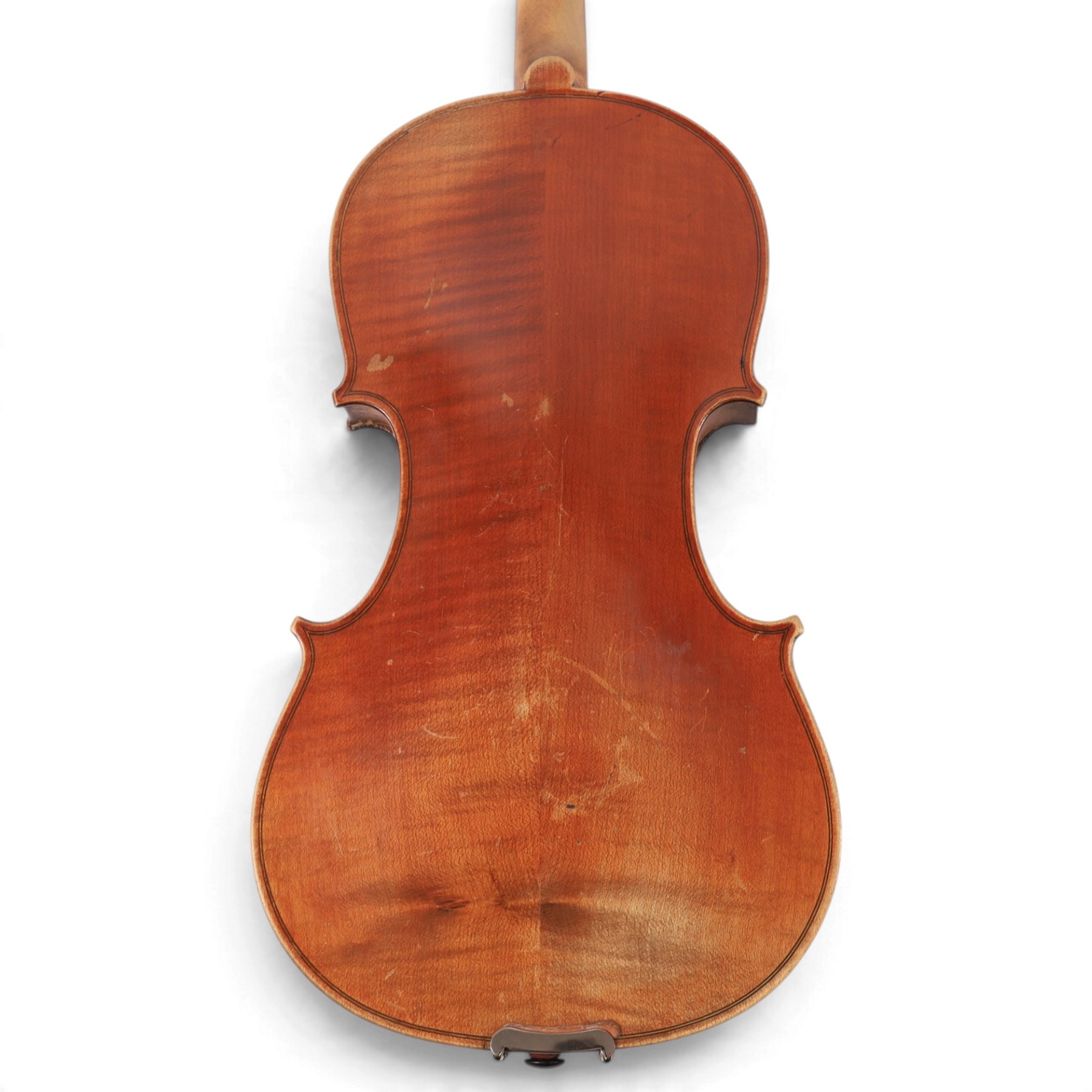 Early 20th century copy of an Antonius Stradivarius violin, with two piece back, ebonised finger board and tuners, the interior label reading 'Modele dapres Antonius Stradivarius Cremonensis anno 1721', in hard case with bow, length 62cm
