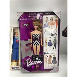 Barbie - 35th Anniversary fashion doll in factory sealed box; incomplete Magical Motorhome; three fashion doll horses; two Wardair flight attendant dolls; and Girl Guide doll with clothing and tent