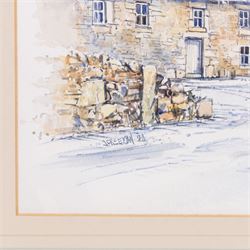 John Freeman (British 1942-): 'Morel Farm' and Farm in Winter, pair watercolours signed and dated '90, one titled, 23cm x 23cm (2)