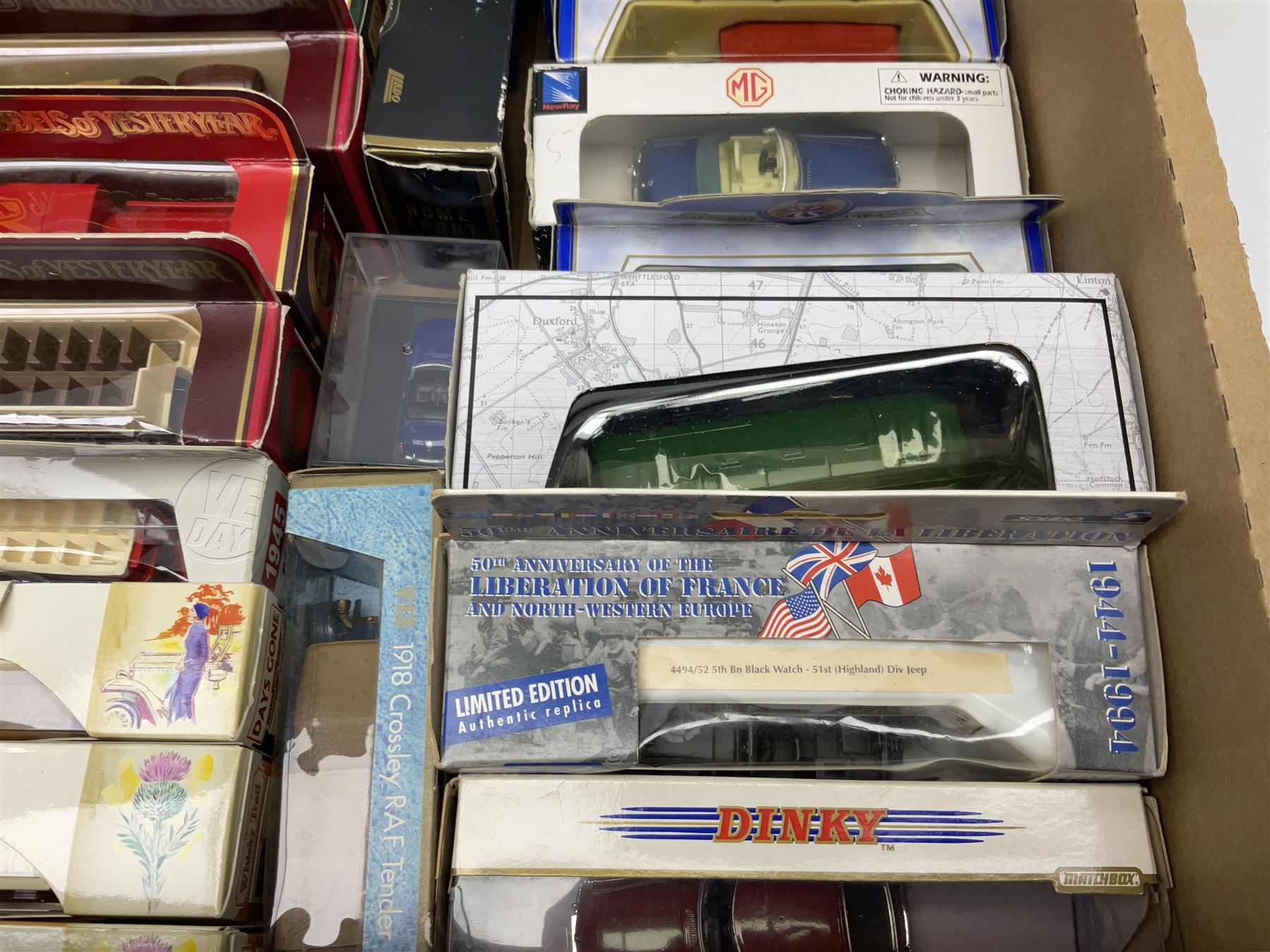 Forty-four modern die-cast models/sets by Matchbox, Corgi, Lledo, Atlas, EFE etc including military and commercial vehicles, cars and promotional vehicles, buses etc; all boxed (44)