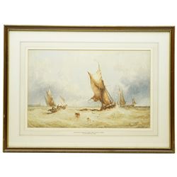 George Stainton (British fl.1860-1890): 'Fishing Boats of Southend Pier', watercolour signed, titled on mount, Parker Gallery label verso 29cm x 45cm