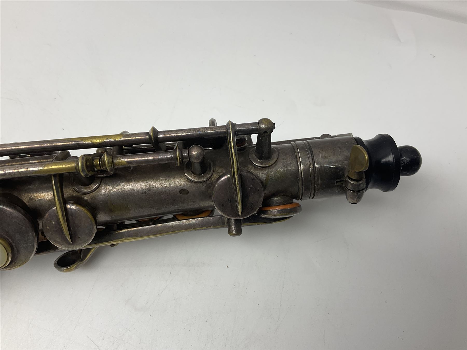 Early 20th century Elkhart Pan American C-Melody saxophone, Patd. Sept.14 1915, no.1153489, serial no.P27678; in fitted hard carrying case with crook