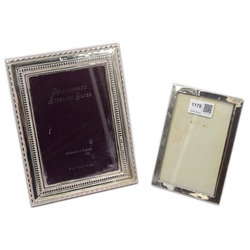 Silver rectangular photograph frame 17.5cm x 22.5cm and a smaller frame both hallmarked