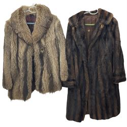 Lady's three-quarter length musquash fur coat and lady's fox fur jacket (2)