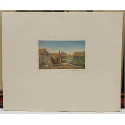 Claude Hamilton Rowbotham (British 1864-1949): 'Low Tide Whitby Harbour' and 'At Cockington South Devon', two coloured etchings with aquatint signed in pencil, titled in the plate 11cm x 15cm and 6cm x 10cm (2) (one unframed)